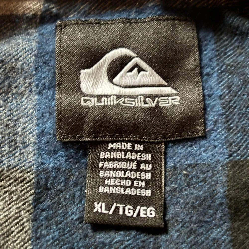 Quiksilver Boys's XL‎ Plaid Flannel Long Sleeve Shirt Blue Black Grey Button Up